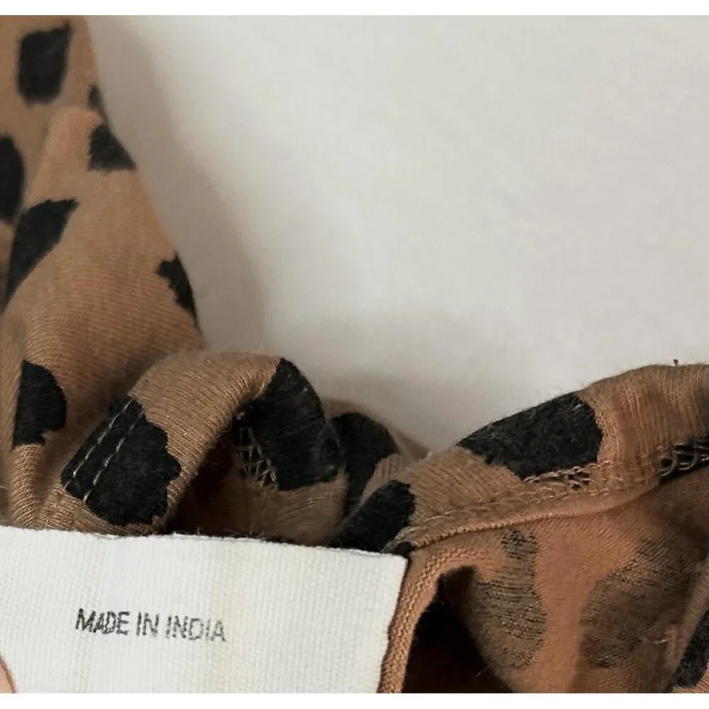 Huxbaby Romper Baby‎ 12-18 Months Brown Leopard Print Cat Patch Organic Cotton